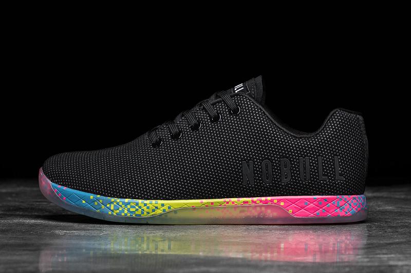 Black Nobull Neon Glitch Men\'s Trainers | CA N1507W